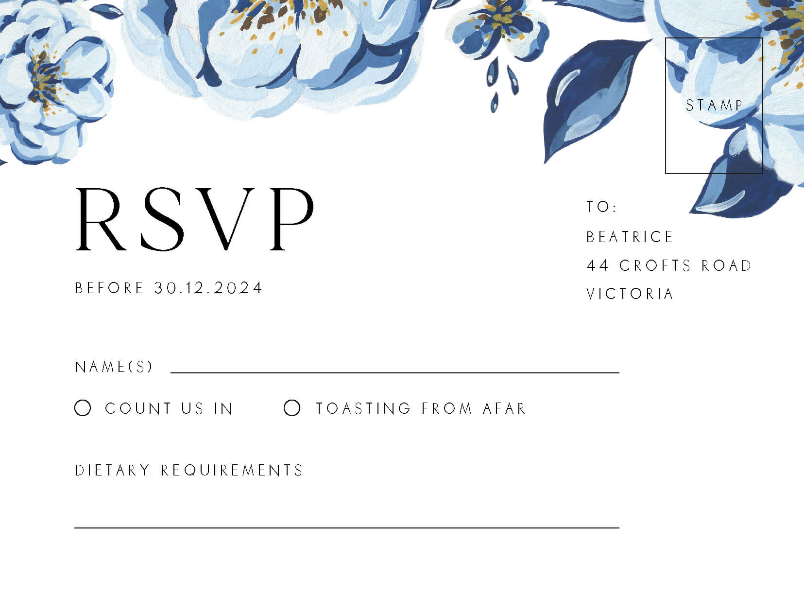 Blue Acrylic Floral - Rsvp