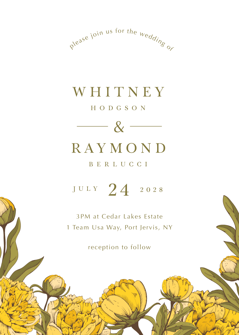 Peony Woodcut Wild - Wedding Invitations