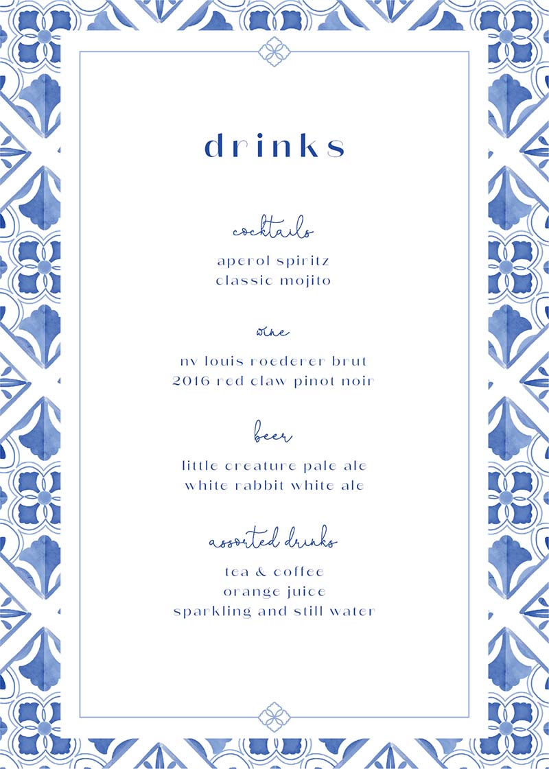 Talavera - Menu