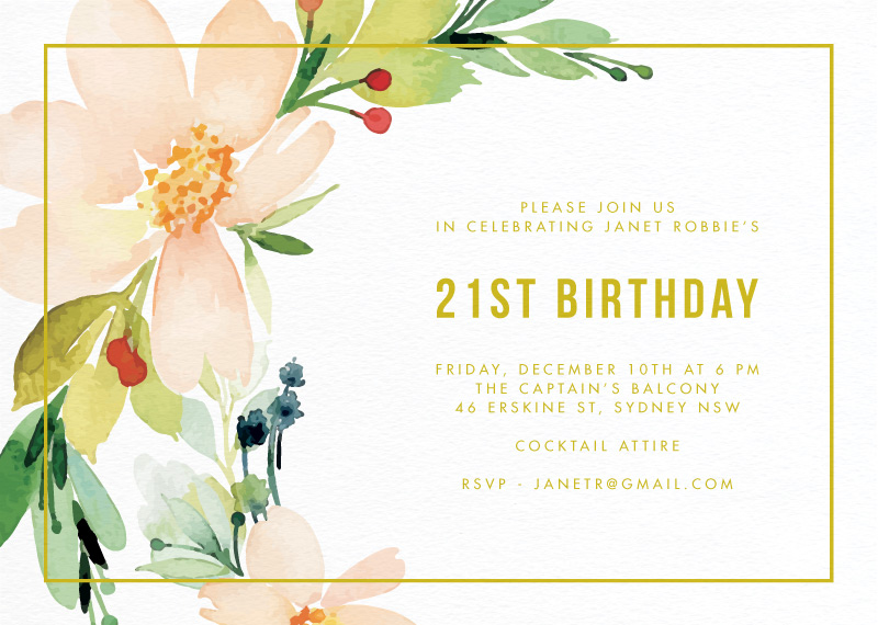 Floral Edge - Birthday Invitations