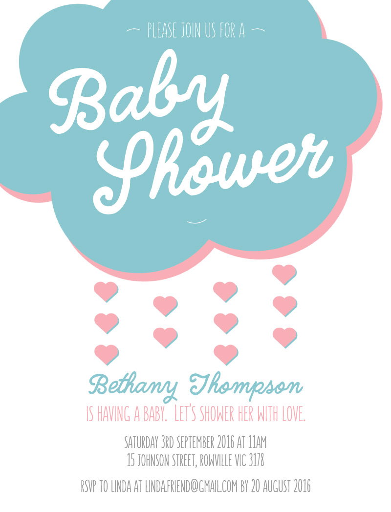 Lovely Cloud - Baby Shower Invitations