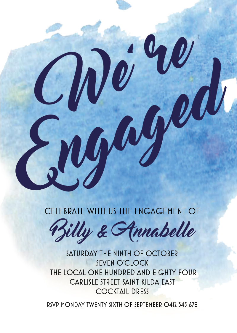 Blue Watercolor - Engagement Invitations