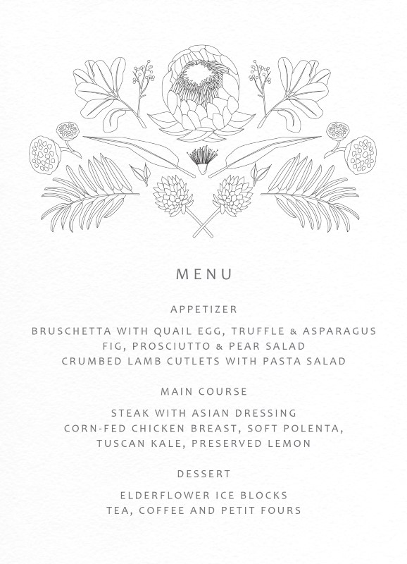 Australian Native Colour In - Menu Card