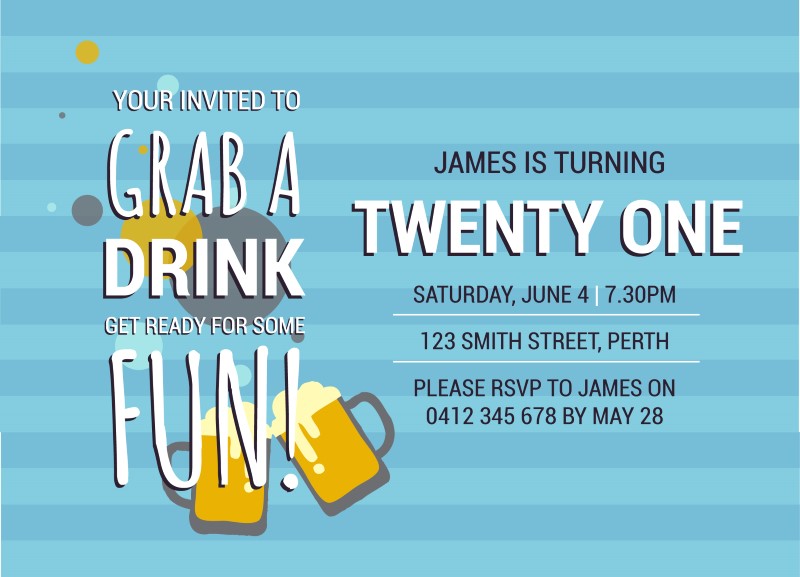 Beers and Bubbles - Birthday Invitations