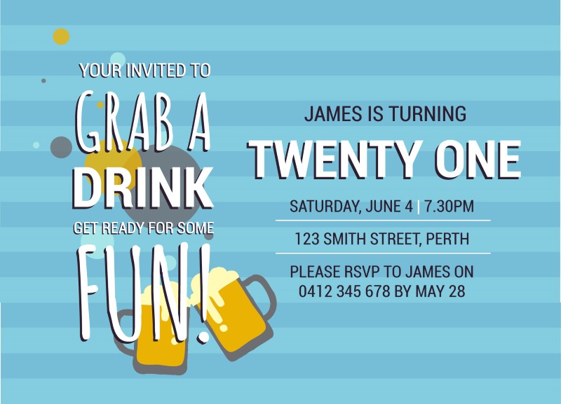 Beers and Bubbles - Birthday Invitations