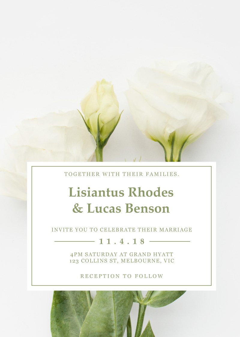 White Lisianthus - Wedding Invitations