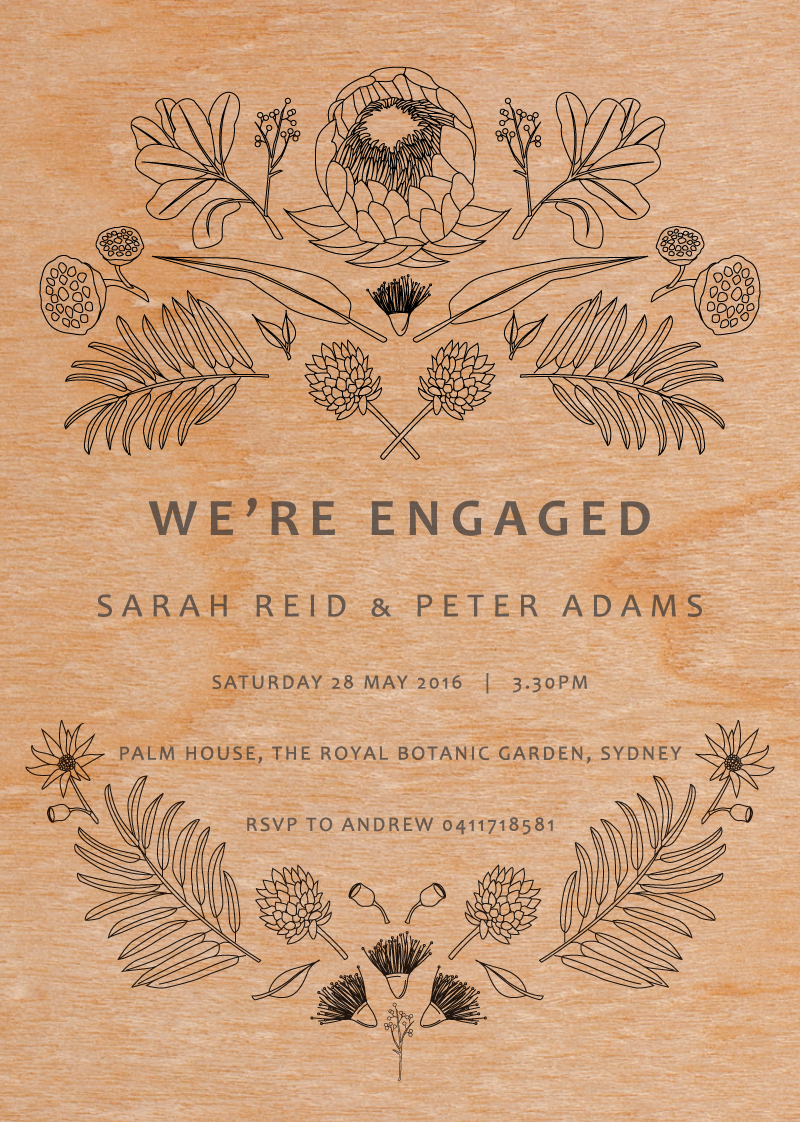 Australian Native Colour-In - Engagement Invitations