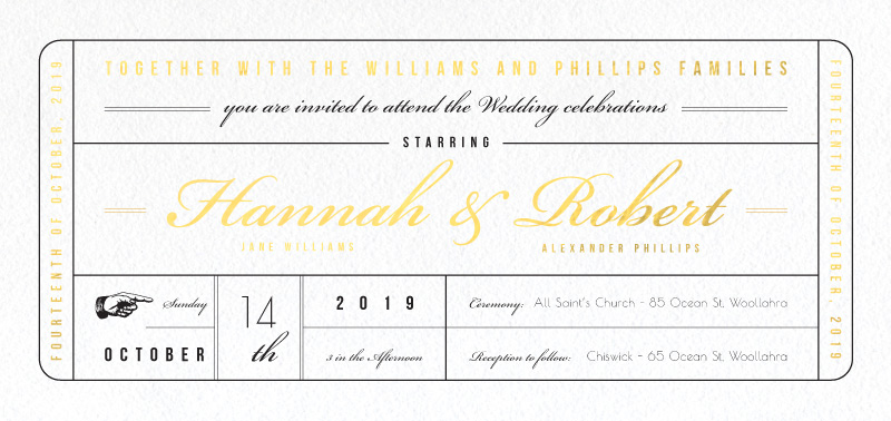 Movie Theatre, Movie Ticket Invitation - Wedding Invitations