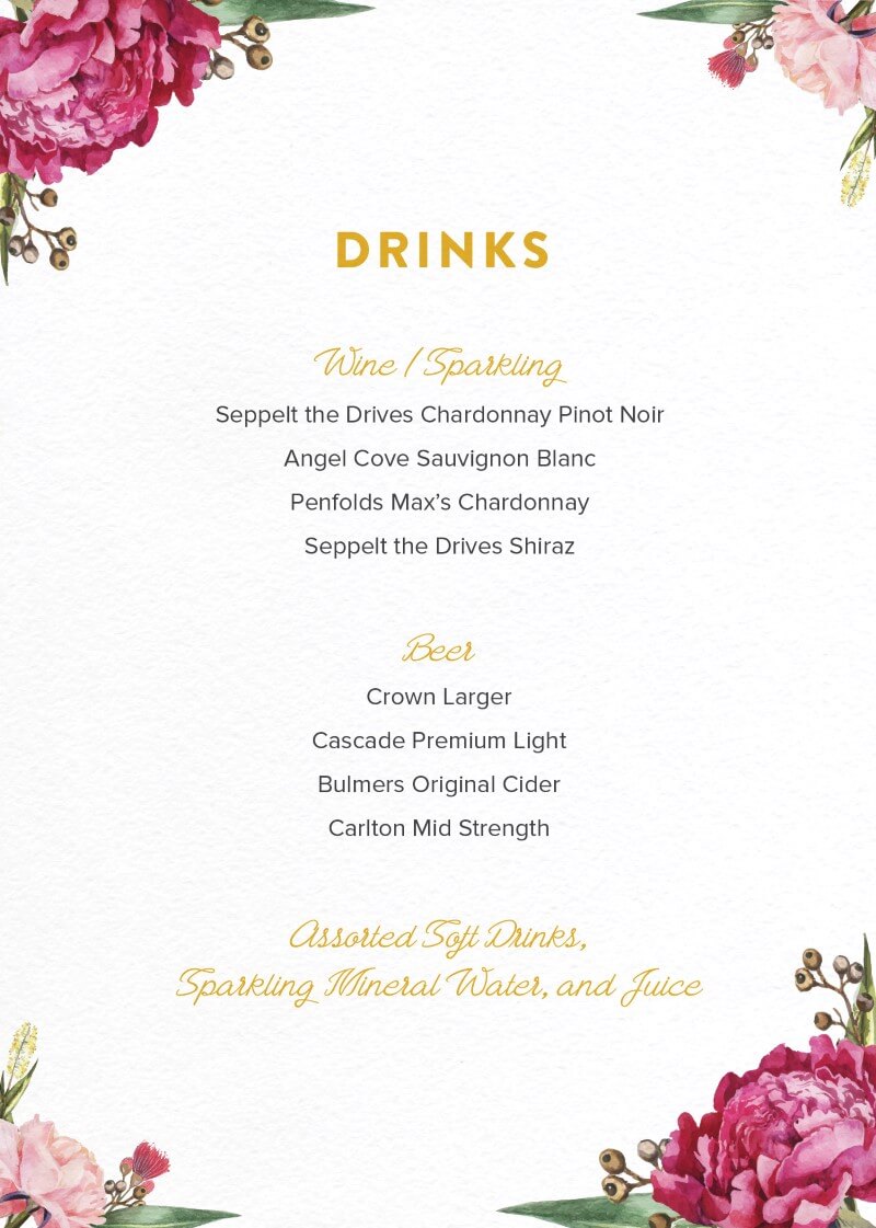 Garden Party - Menu