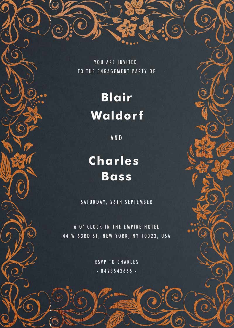 Blue Copper - Engagement Invitations