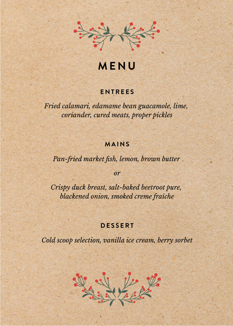 Berry lovely wedding - Menu