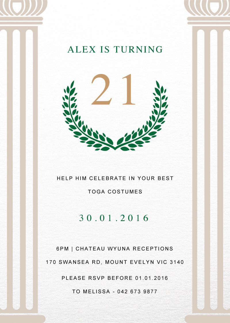 Toga - Birthday Invitations