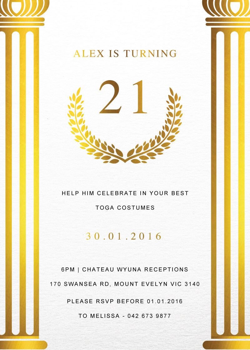 Toga - Birthday Invitations