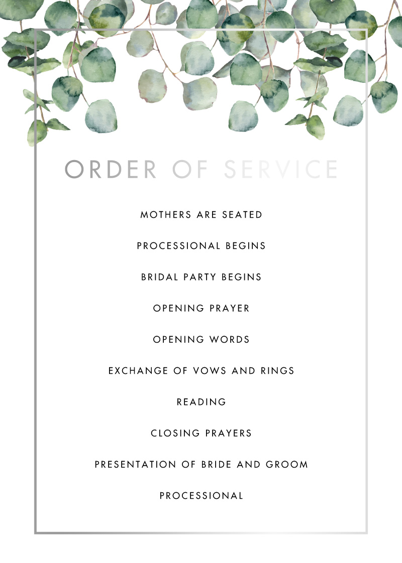 Eucalyptus Estate - Wedding Programs