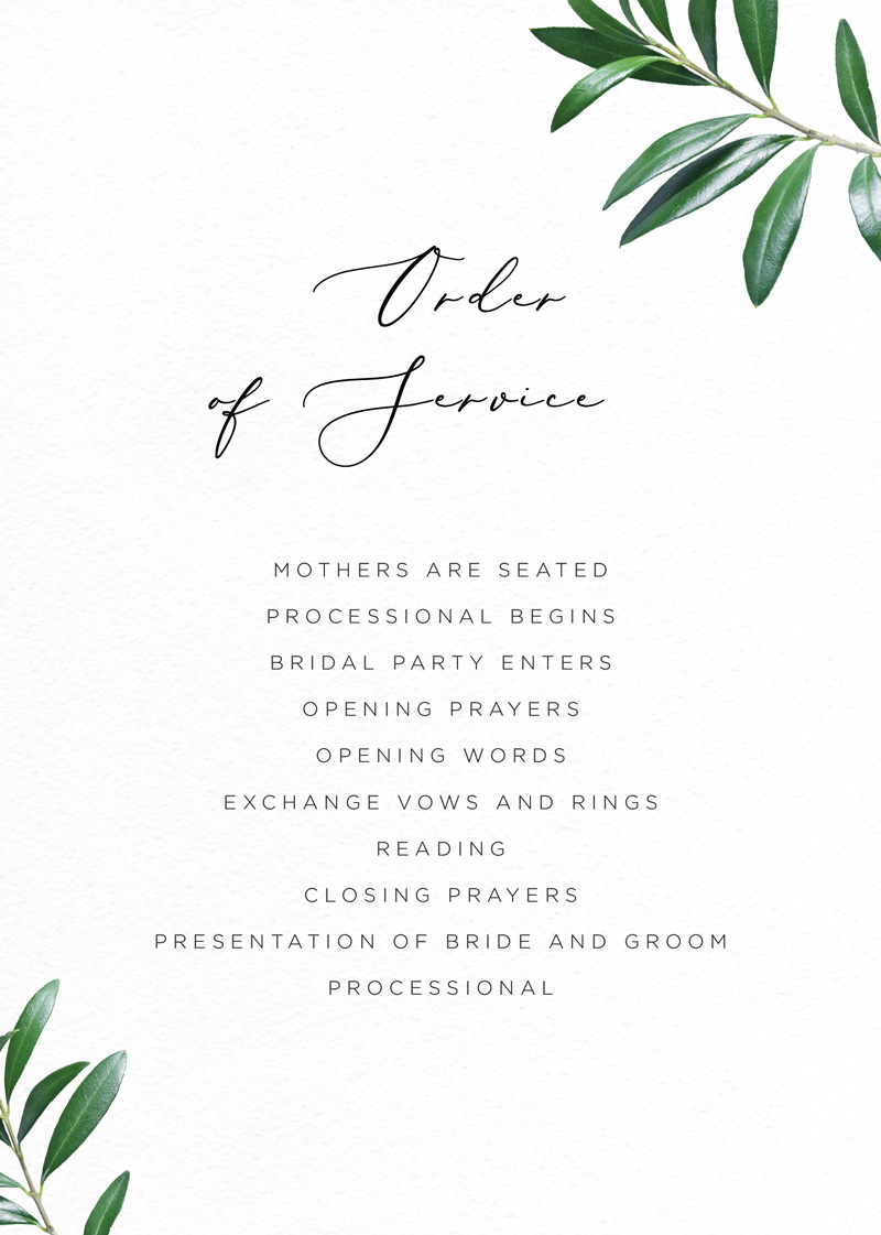 Olive - Wedding Programs