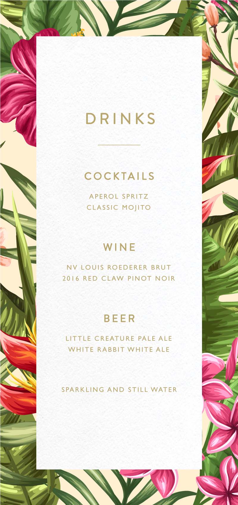 Sweet Tropical - Menu