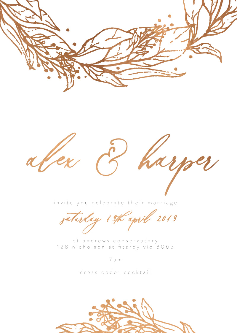 Copper Leaves - Wedding Invitations