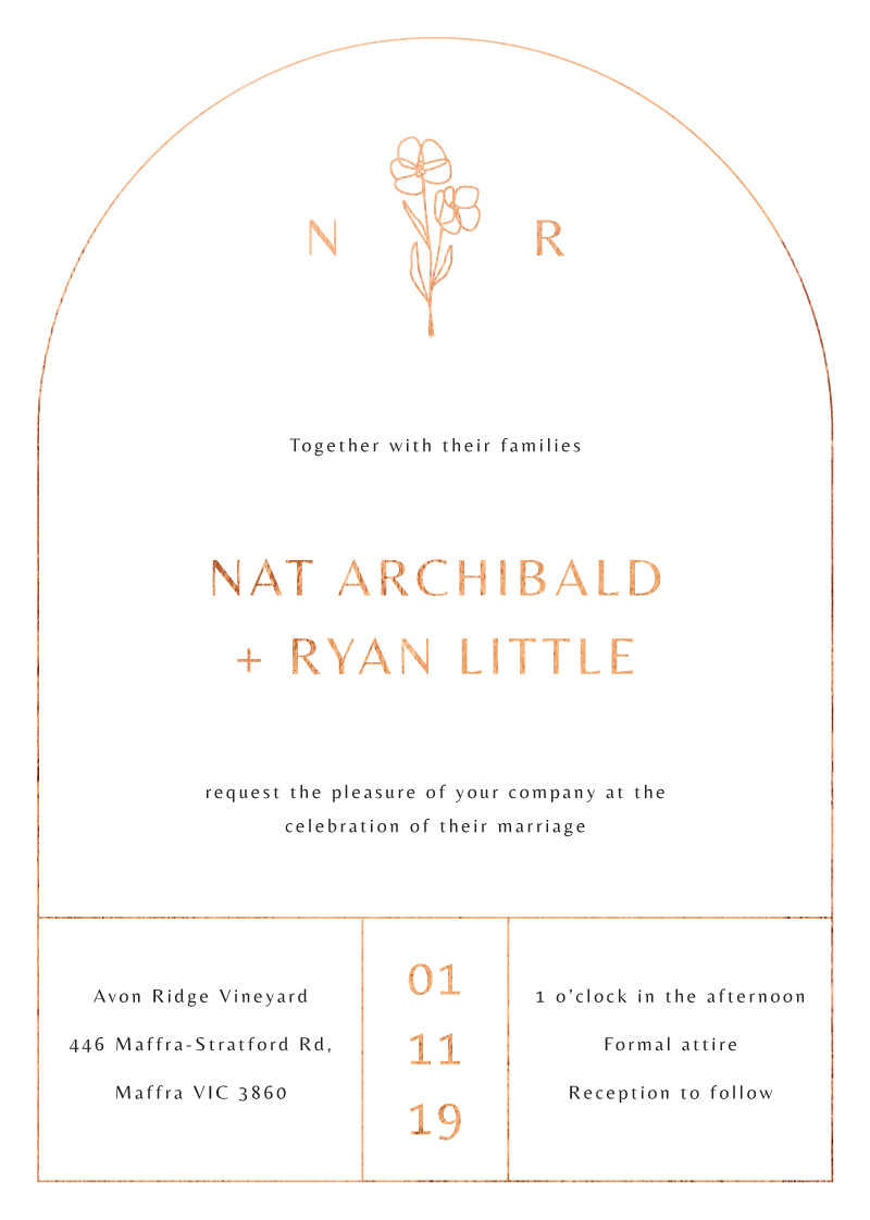 Rose Foil Arch - Wedding Invitations