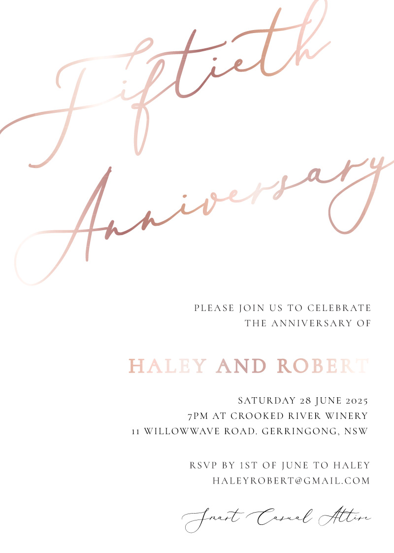 Rose Et Gris - Wedding Anniversary Invitations