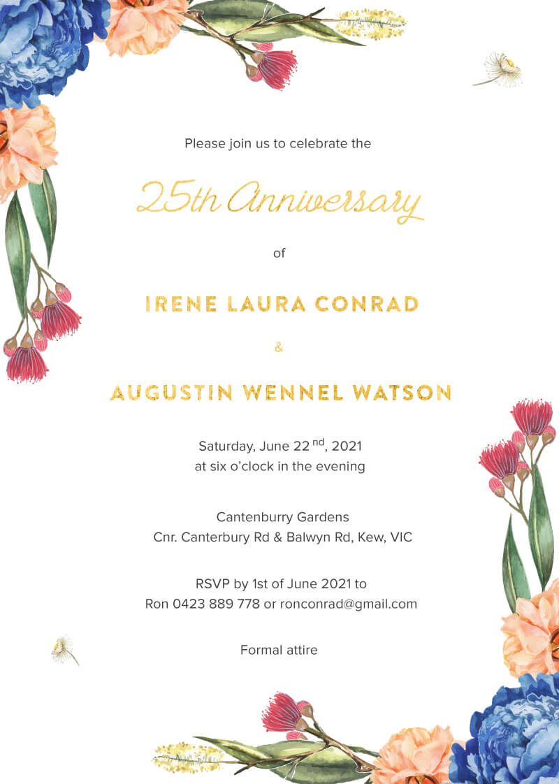 Garden Party - Wedding Anniversary Invitations