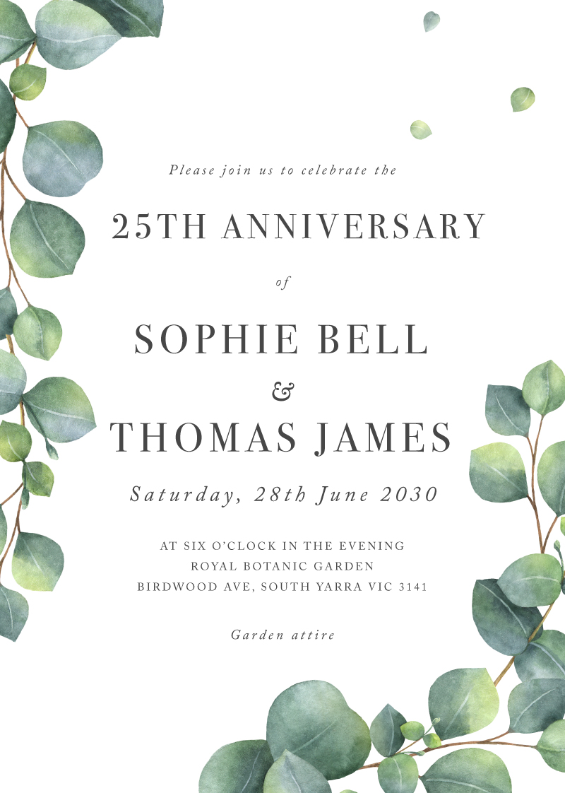 Eucalyptus - Wedding Anniversary Invitations