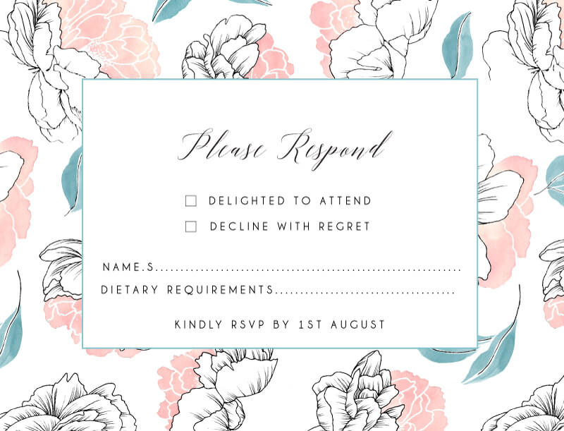 Watercolour Peony - Rsvp