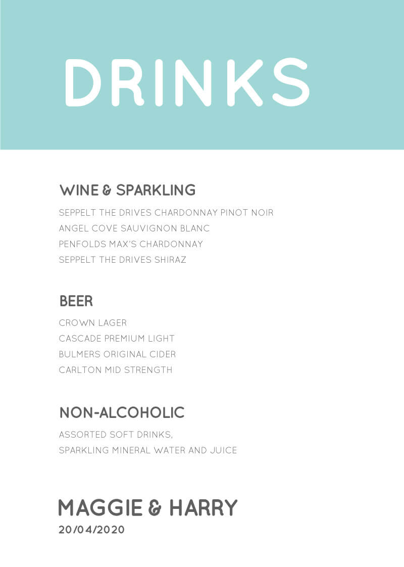 Blue Paradise - Menu
