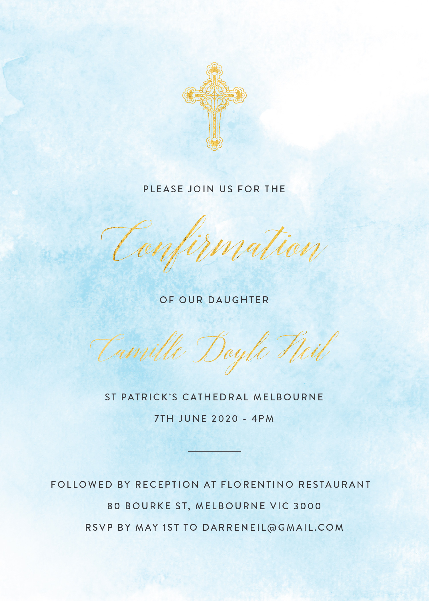 Shades of Blue - Confirmation Invitations