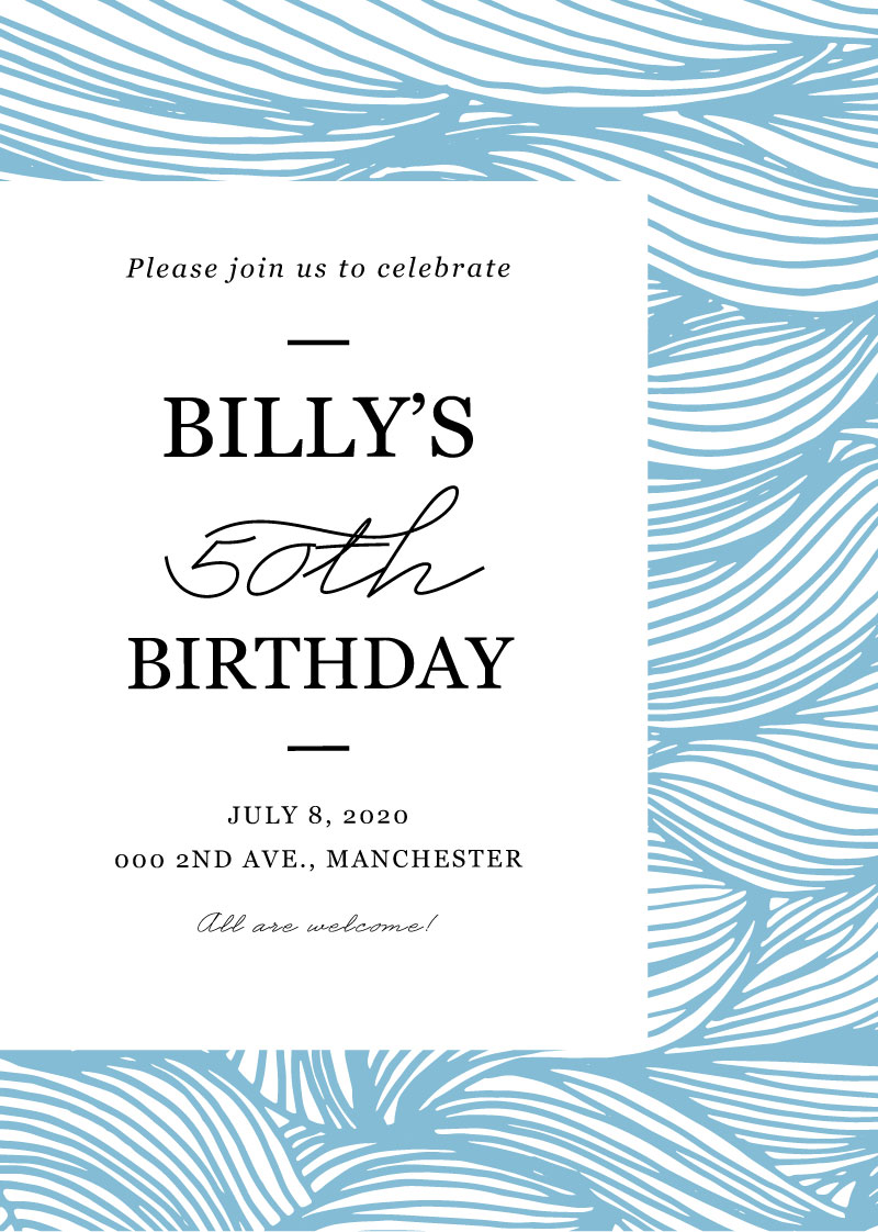 Alluring Wave Lines - Birthday Invitations