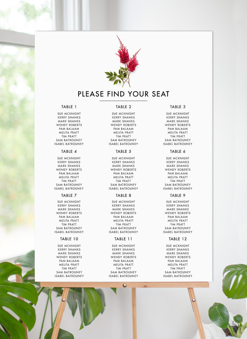 Blooming Red - Seating Charts