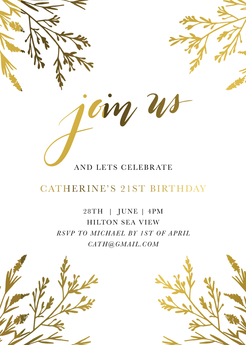 Dearly Botanical Leaves - Birthday Invitations