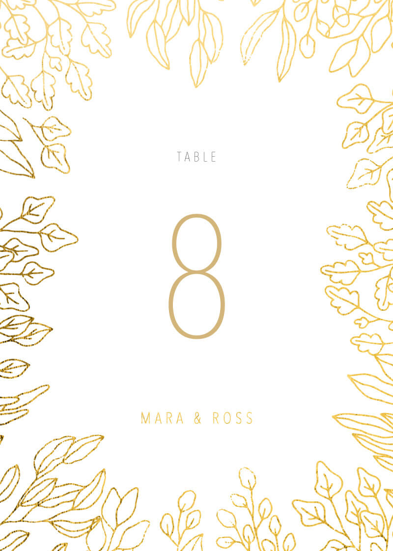 Gold Foil Frame - Table Numbers