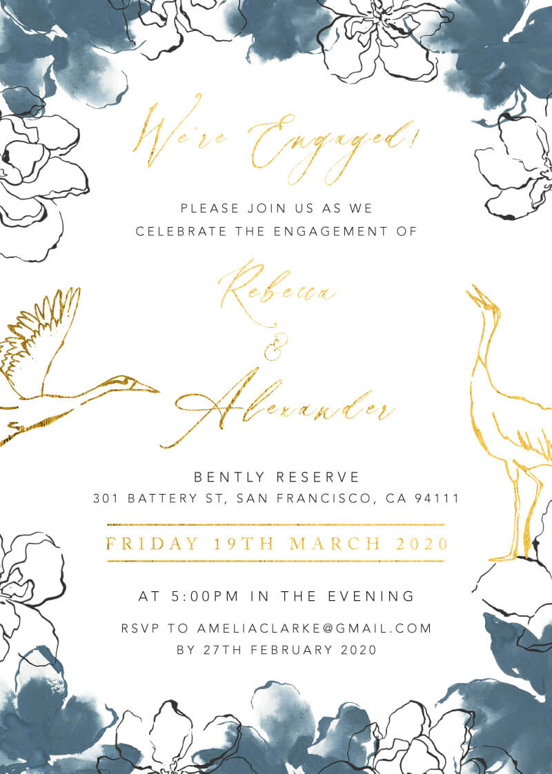 Swan Frame - Engagement Invitations