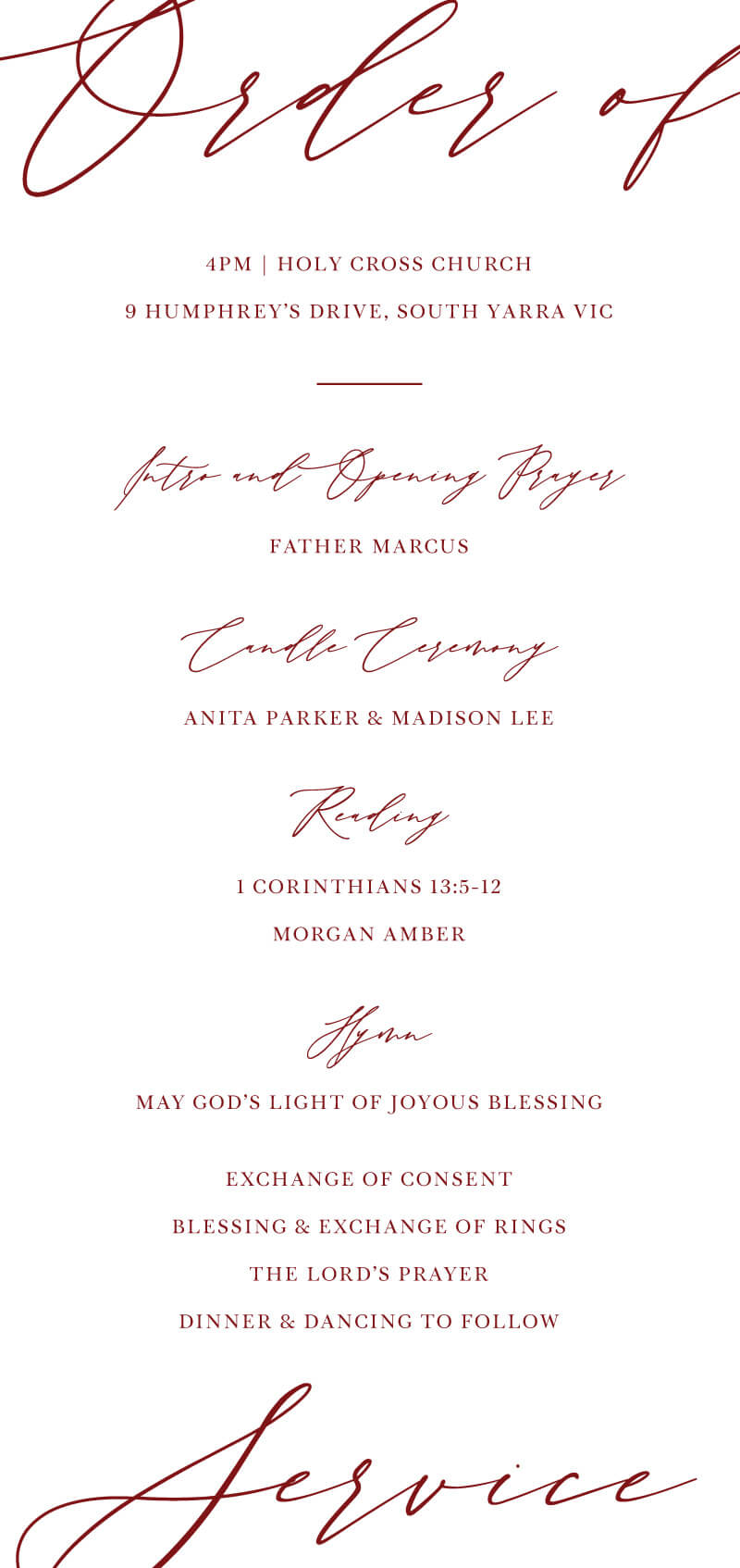 The Letters - Wedding Programs