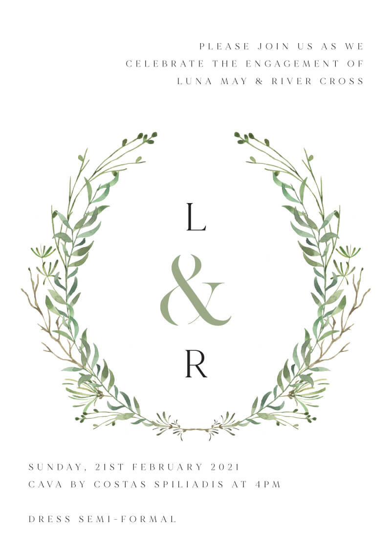 Natural Greenery - Engagement Invitations