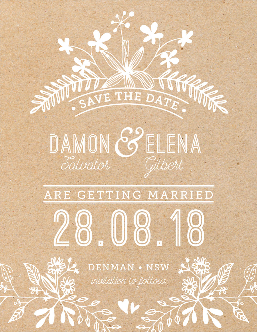 Rustic Floral Sketch - Save The Date