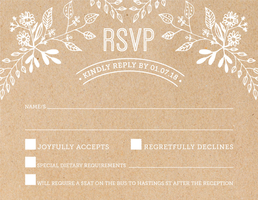 Rustic Floral Sketch - RSVP Cards