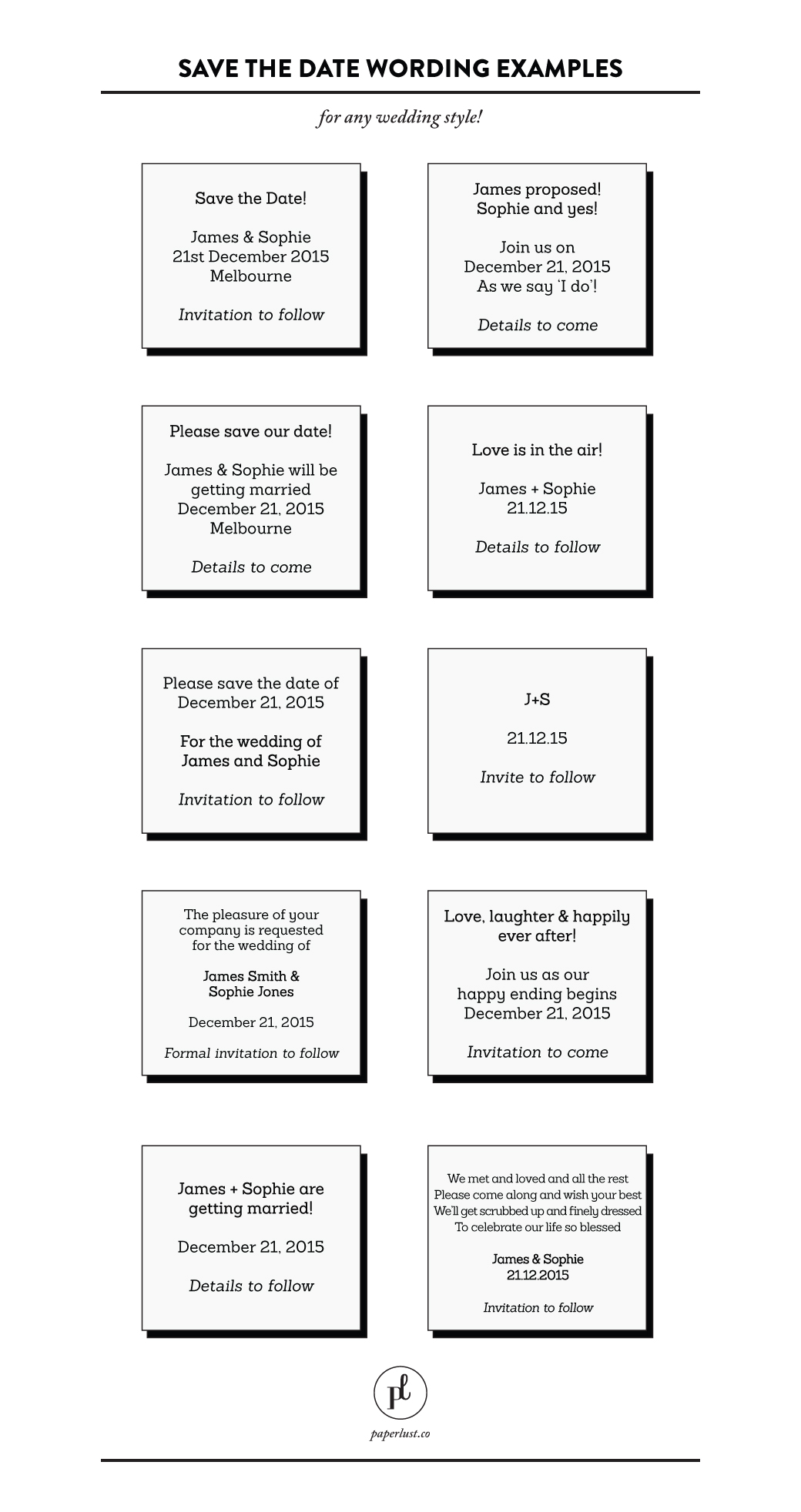 Save the date ideas for every wedding style