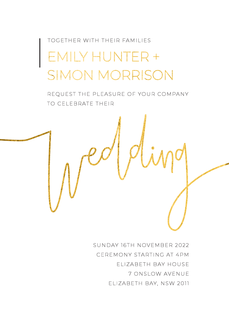 Minimalist Black And White Wedding Invitations - Flat Foil design preview