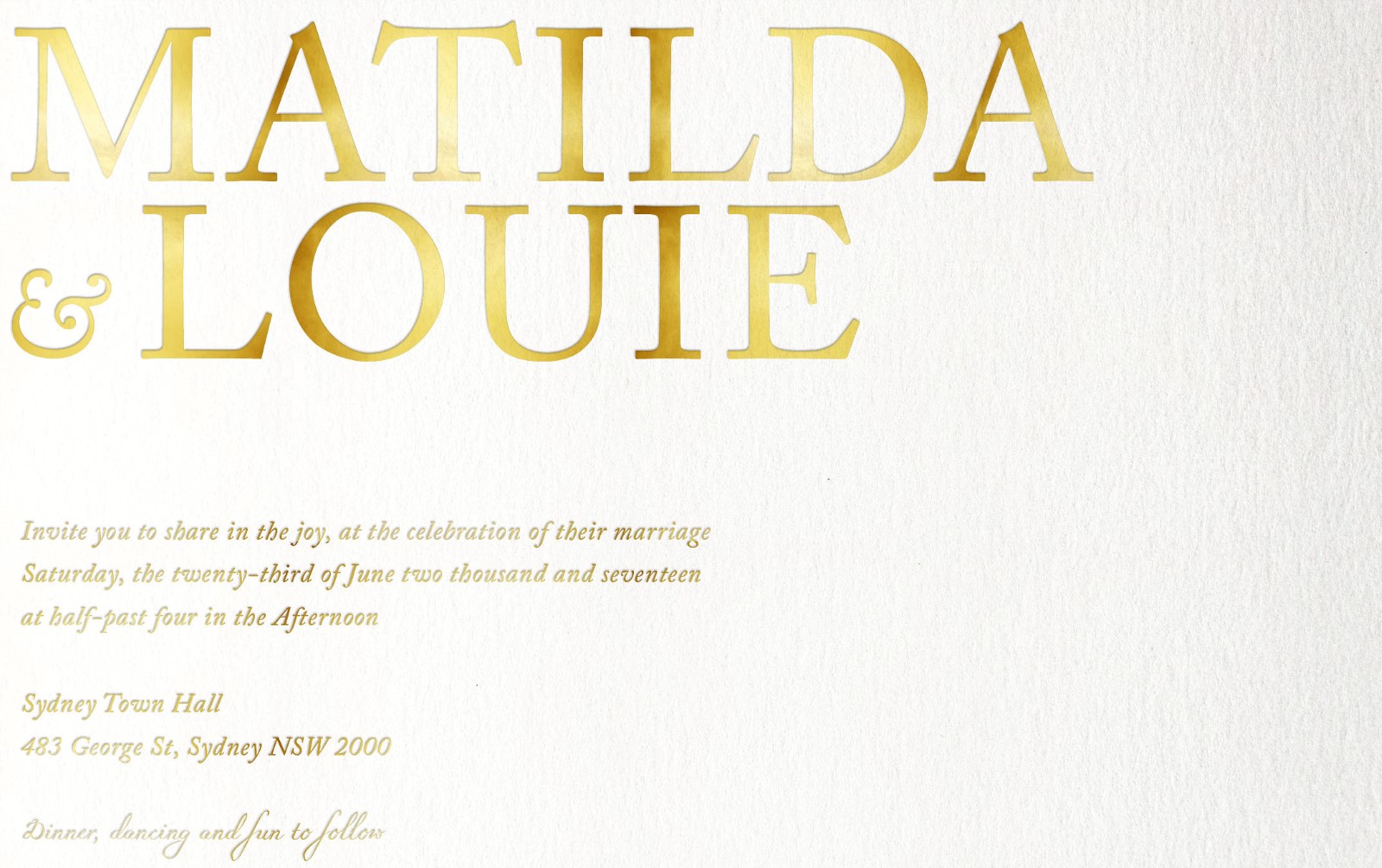 Typography Wedding Invitations - Foil Stamp design preview