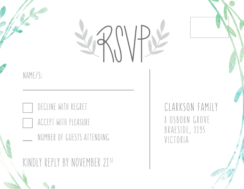 Leaf Wreath RSVP Cards - Foil Stamp design preview