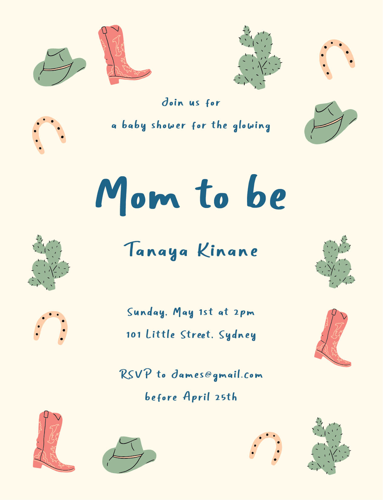 Cowboy - Baby Shower Invitations
