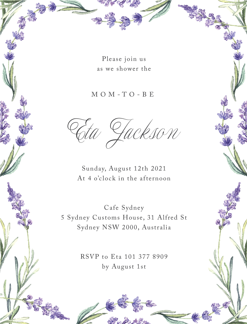 Classic Lavender - Baby Shower Invitations