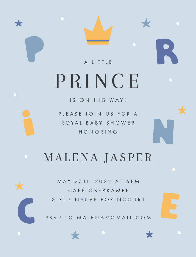 Little prince store baby shower invitations