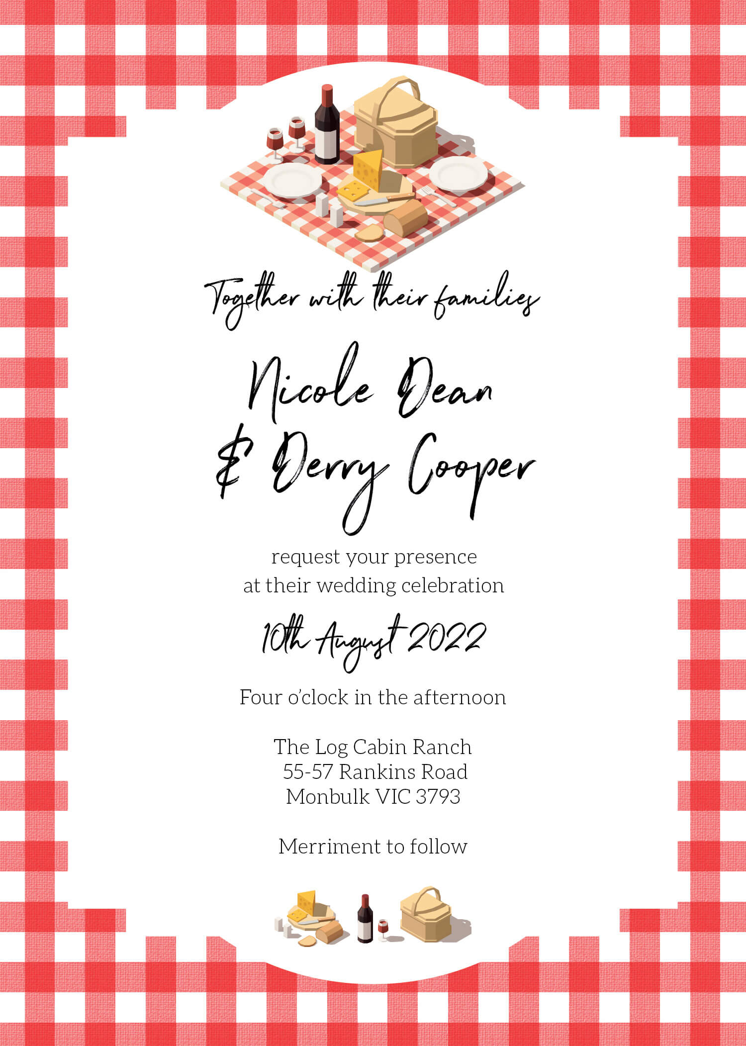 Picnic Party Digital Printing Wedding Invitations