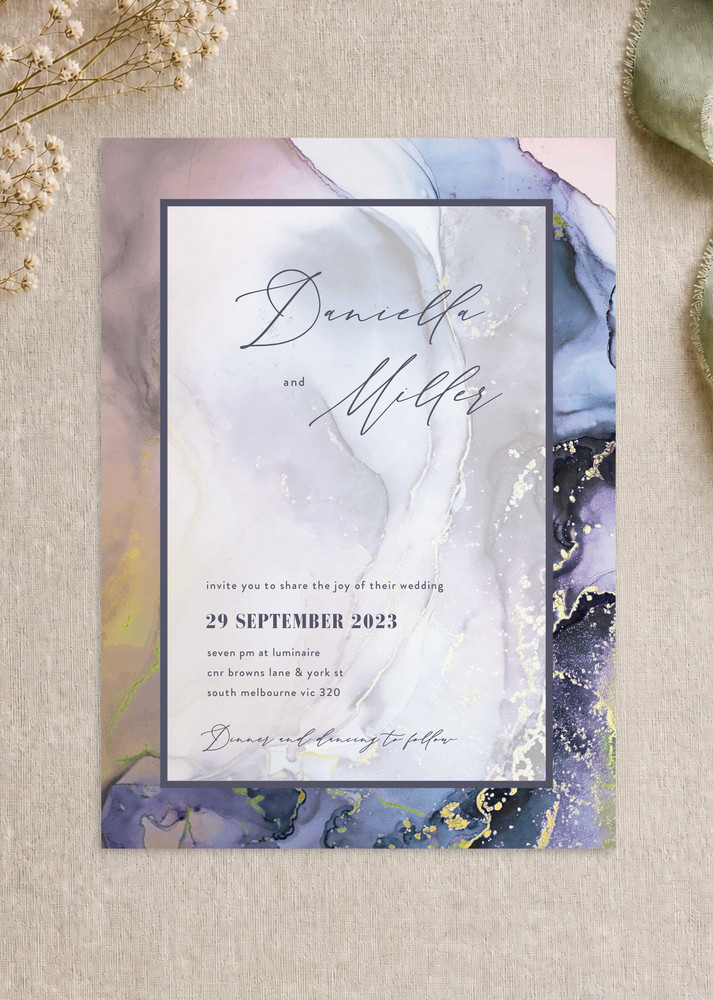 Colourful Marble - Wedding Invitations