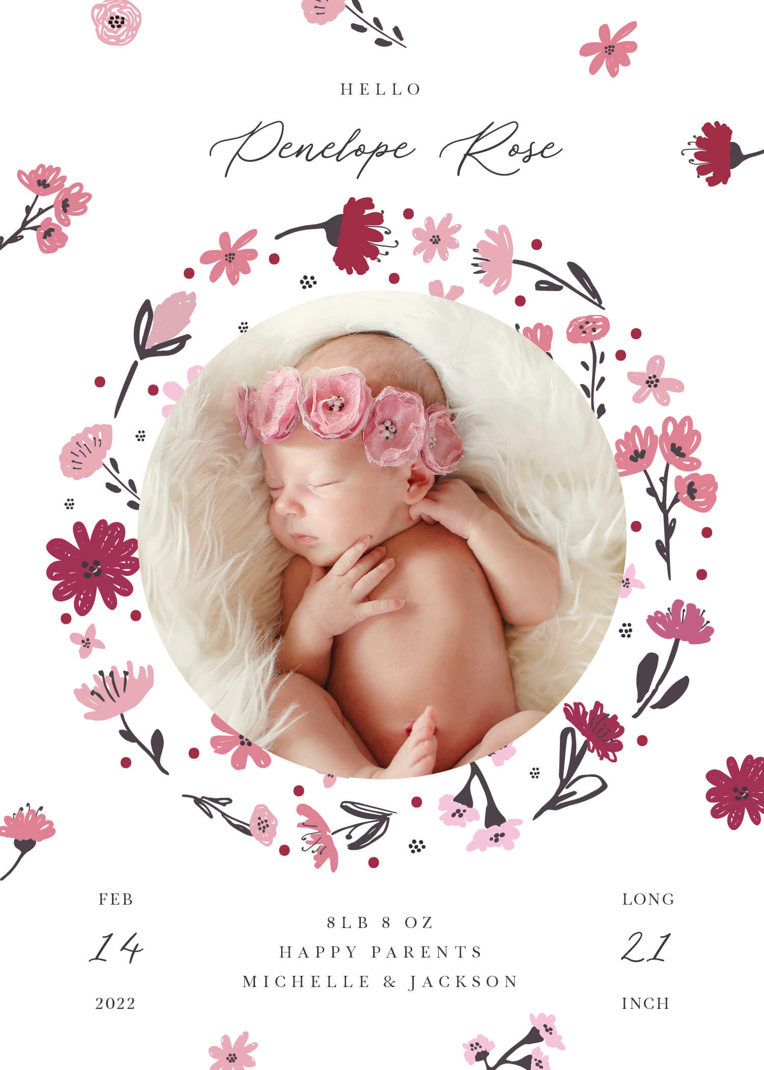 Pretty in Pink - Baby Announcements
