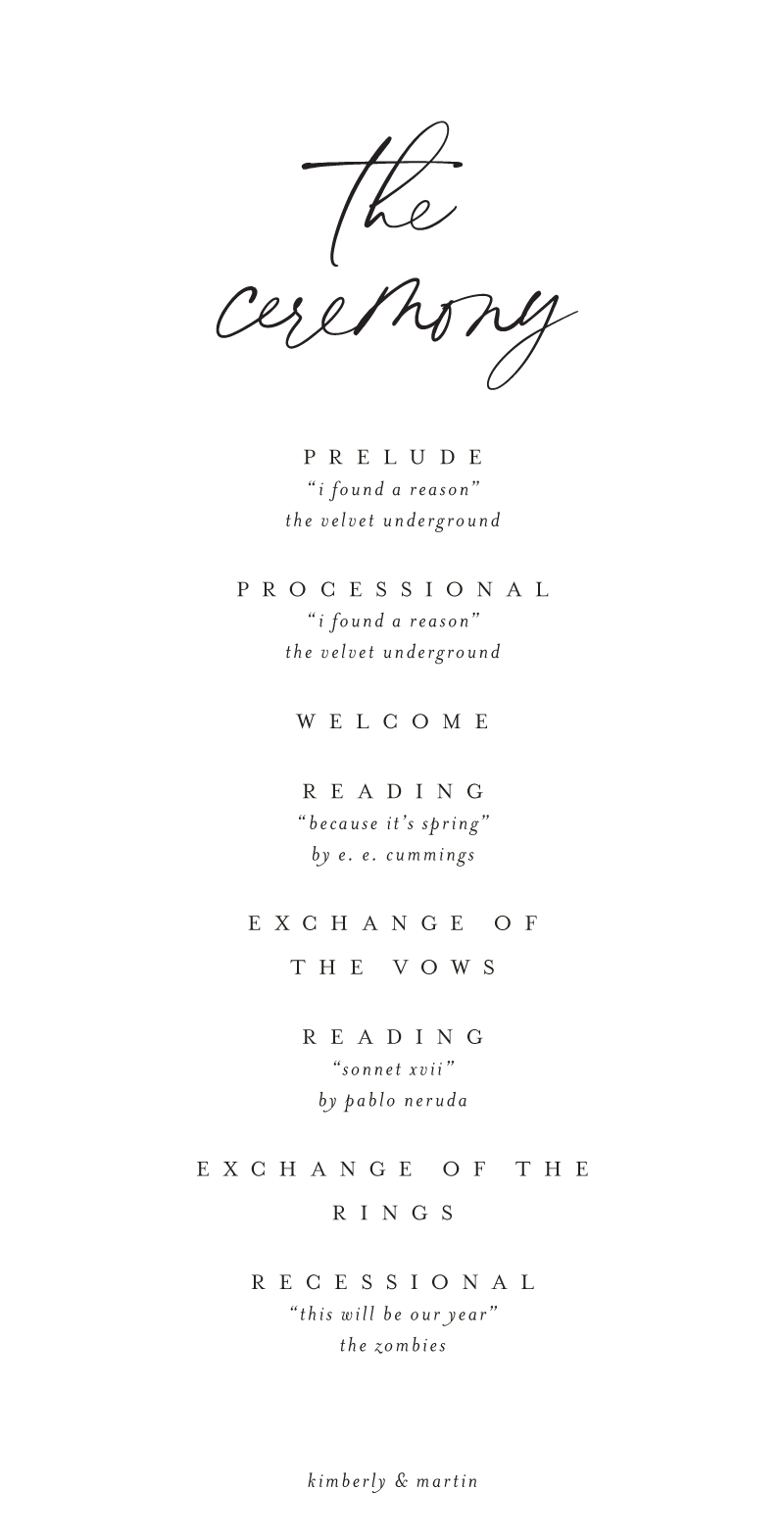Forever Script - Wedding Programs