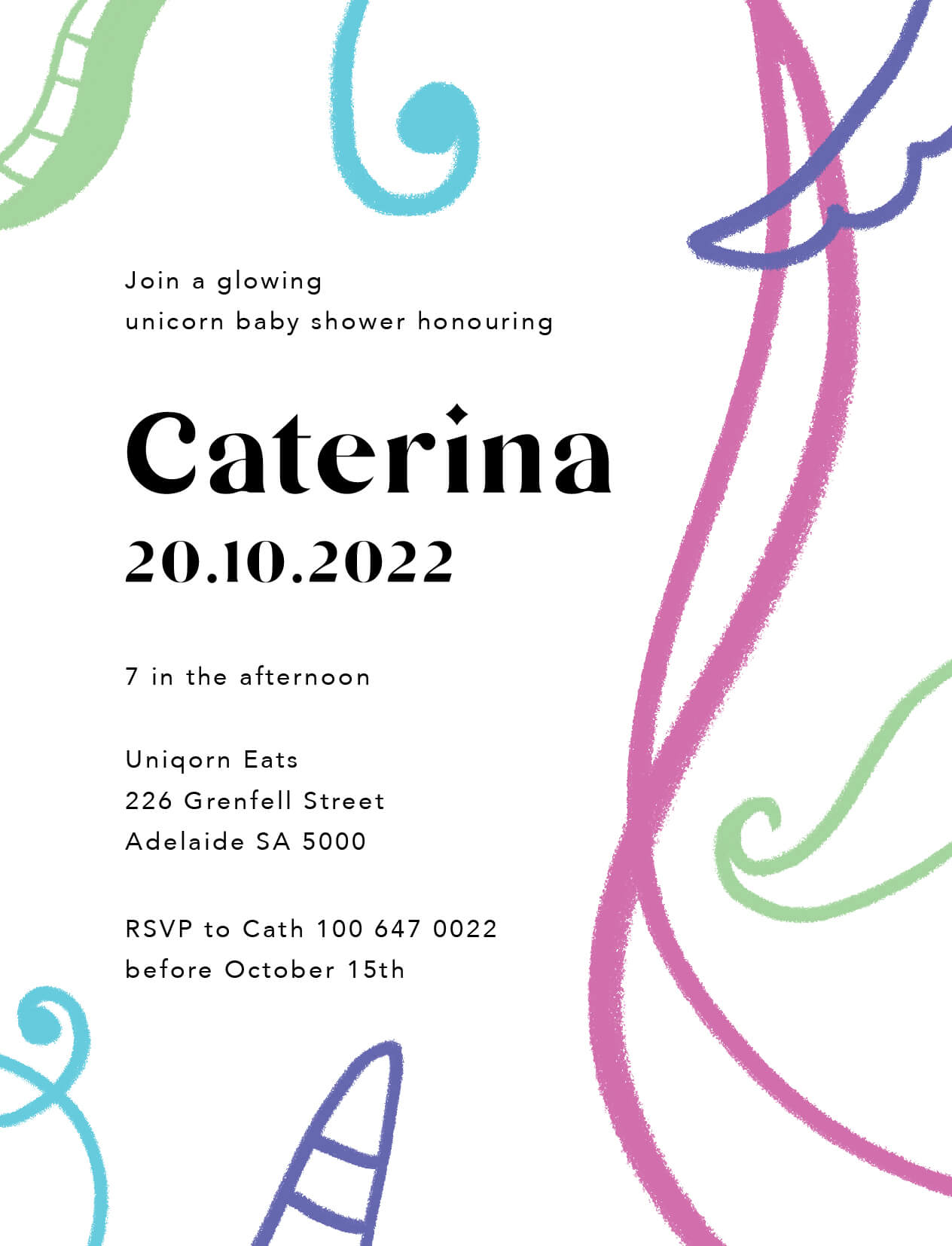 Fluffy Unicorn - Baby Shower Invitations