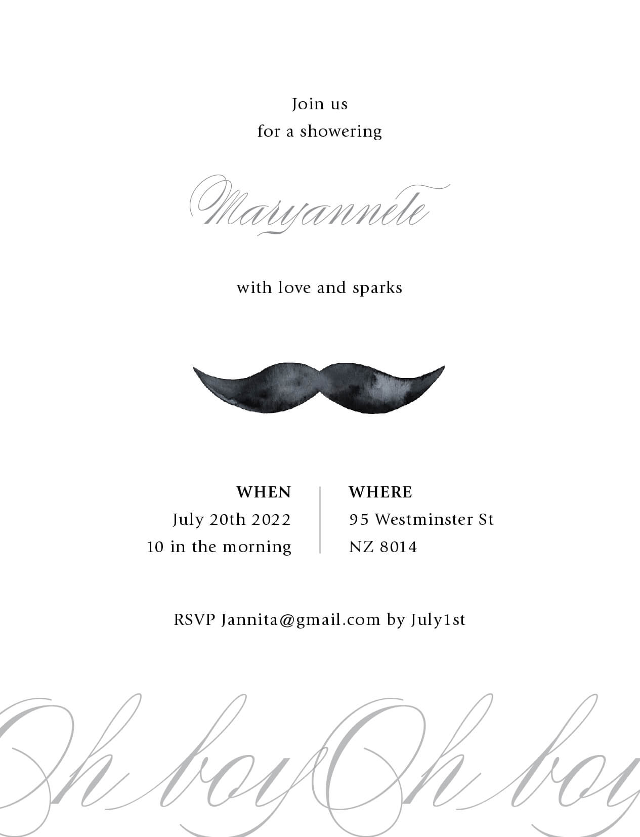 Classy Mustache - Baby Shower Invitations